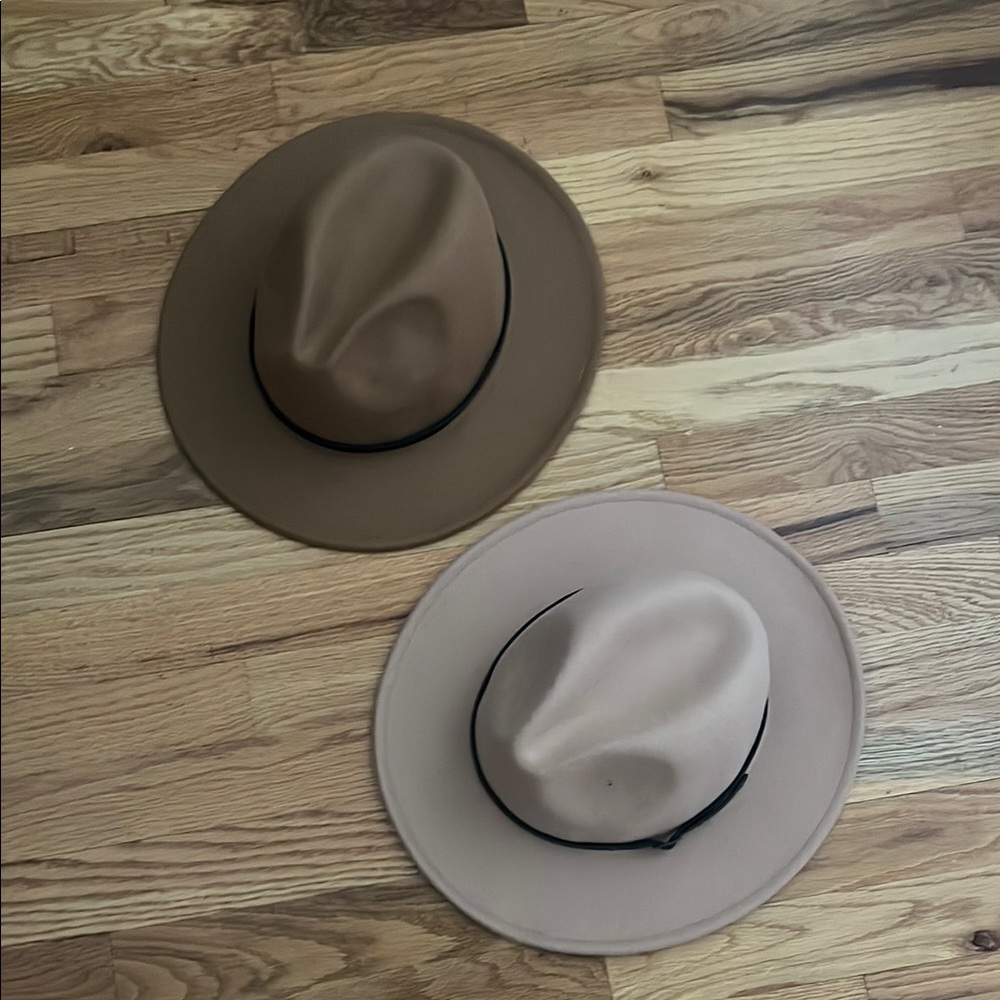Tan and Cream Fedora Hats with Classic Silhouette